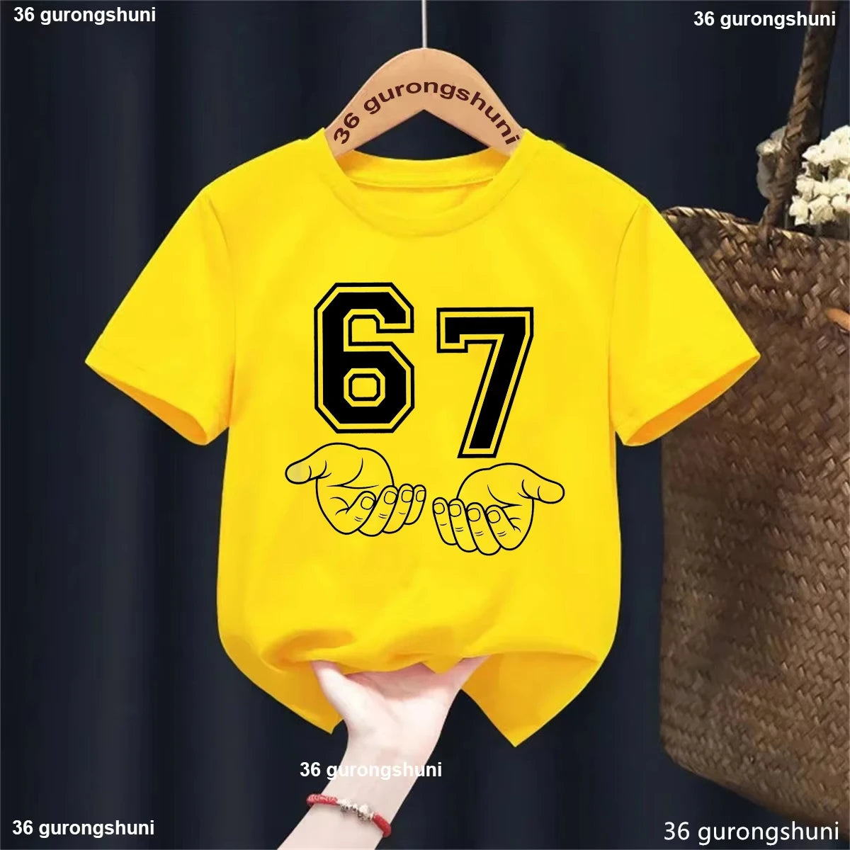 Kids 67 Themed Colorful Print T-Shirt, Soft Cotton Fabric, Breathable and Comfortable, Ideal for Toddlers and Childrendf0224