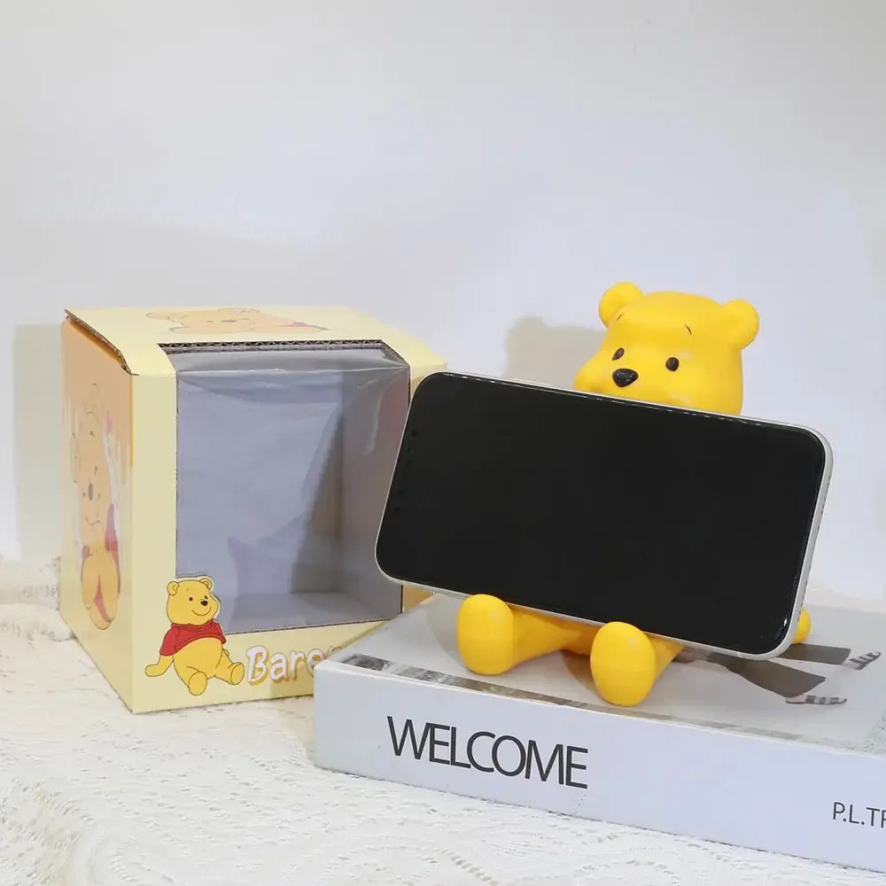 Funny Winnie The Pooh Phone Stand Holder for Desk Cute Bear Shape Universal Tablet Stand Dorm Room Decor Study Binge Watching