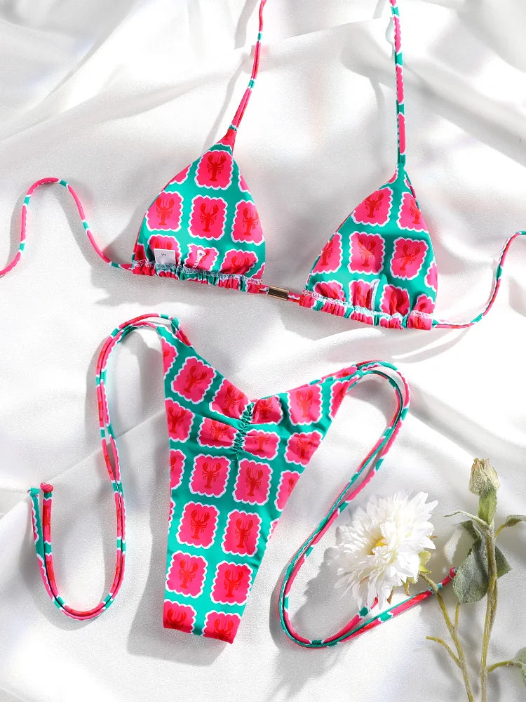 Miyouj Women's Bikini Set Push Up Bathwear 2026 Biquinis Female Swimsuits Print Two-Piece Set High Waist Bathsuits Sexy Swimwear