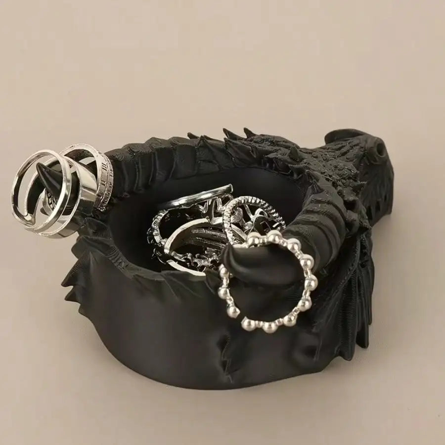 Dragon Head Resin Storage Tray Key Holder Jewelry Organizer Gothic Entryway Decor for Keys Coins Rings Gift for Dragon Lovers