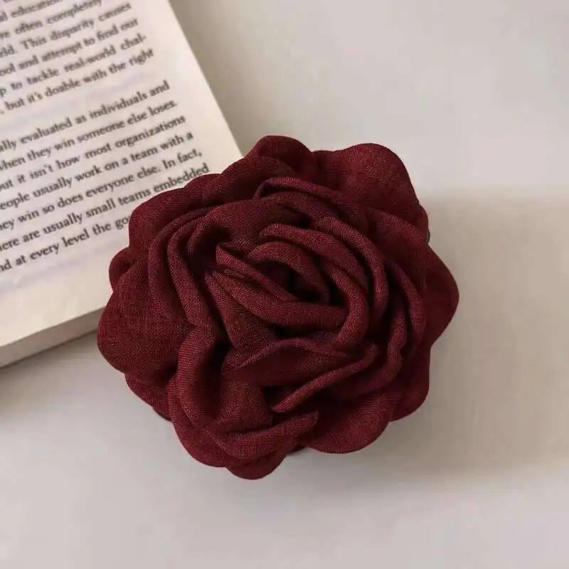 9cm Large Flower Hair Barrettes French Crab Claw For Women Hair Accessories Korean Back Of Head Shark Clip Girls Gifts