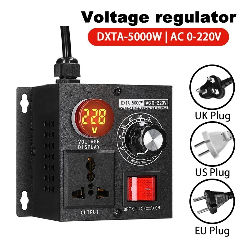Portable Variable Monophase Voltage Controller Temperature Speed Light Adjuster AC220V 5000W Stepless Voltage Regulator