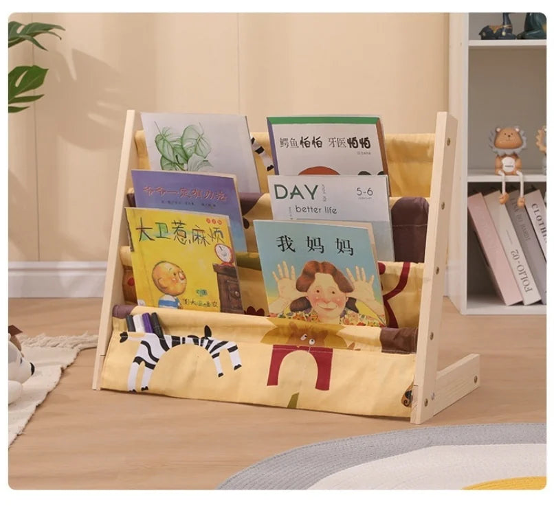 Home Multitier Solid Wood Reading Bookshelf Removable Floor Storage Bookshelf Children's Picture Book Organizer Storage Bookcase