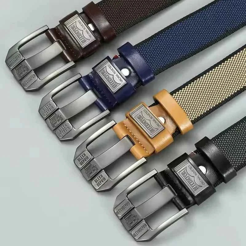 New Fashion Men's Pin Buckle Youth Overalls Canvas Waistband Belt Casual Retro Decorative Belt Fashion High-Quality Webbing Belt