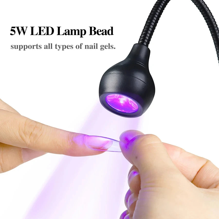 3W UV Nail Lamp 395nm LED Clip-on Flexible 360° USB Portable Desk Light Manicure Salon Dryer Curing for Gel Nails Resin Art Gift