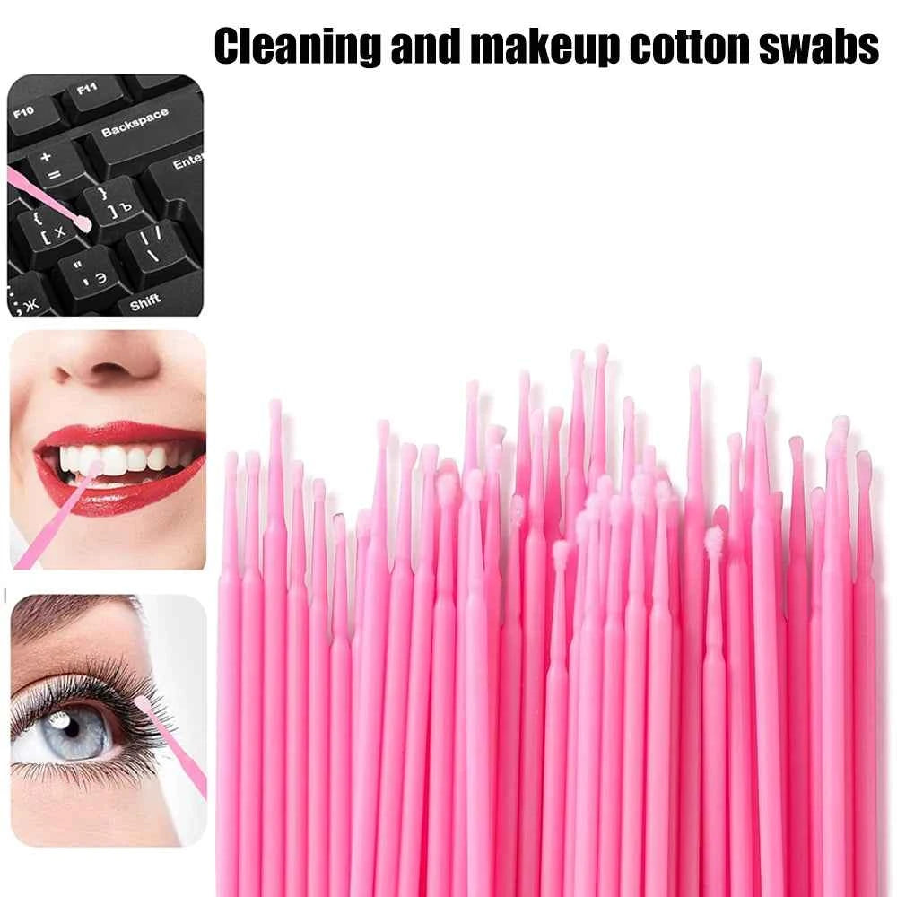 500/1000PCS Eyelash Brushes Crystal Swab Microbrushes Eyelash Extension Brush Grafting Lash Removing Applicators Makeup Tool