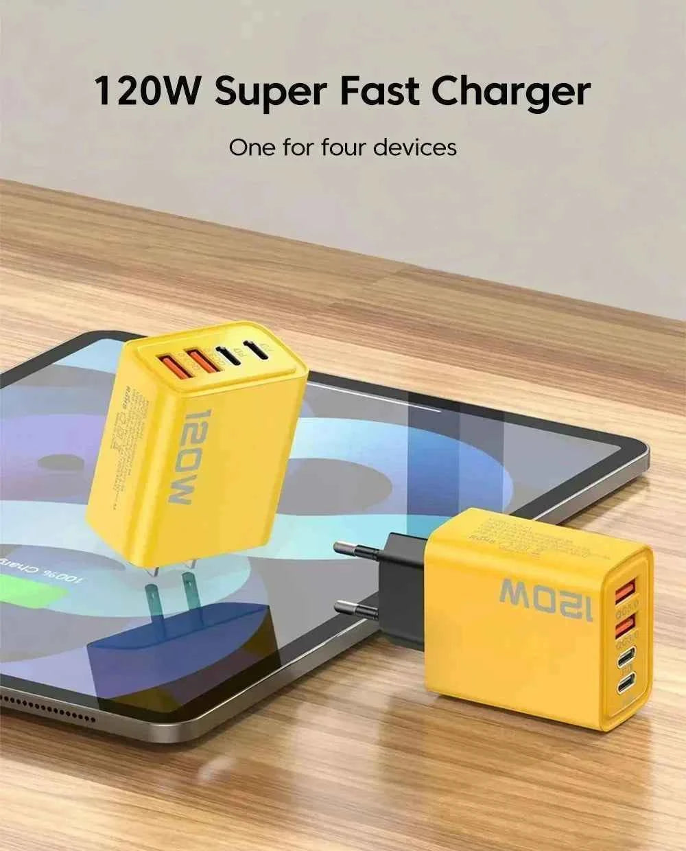 Total 120W Phone Charger Fast Charging Quick Charger PD USB Type C Wall Adapter For iPhone 16 15 Xiaomi 14 Huawei Redmi Oneplus