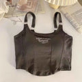 Women Crop Top Summer Y2K Lrregular Hem Slim Tank Tops Casual Sexy Female White Streetwear Letter Tank Tops With Pad Woman