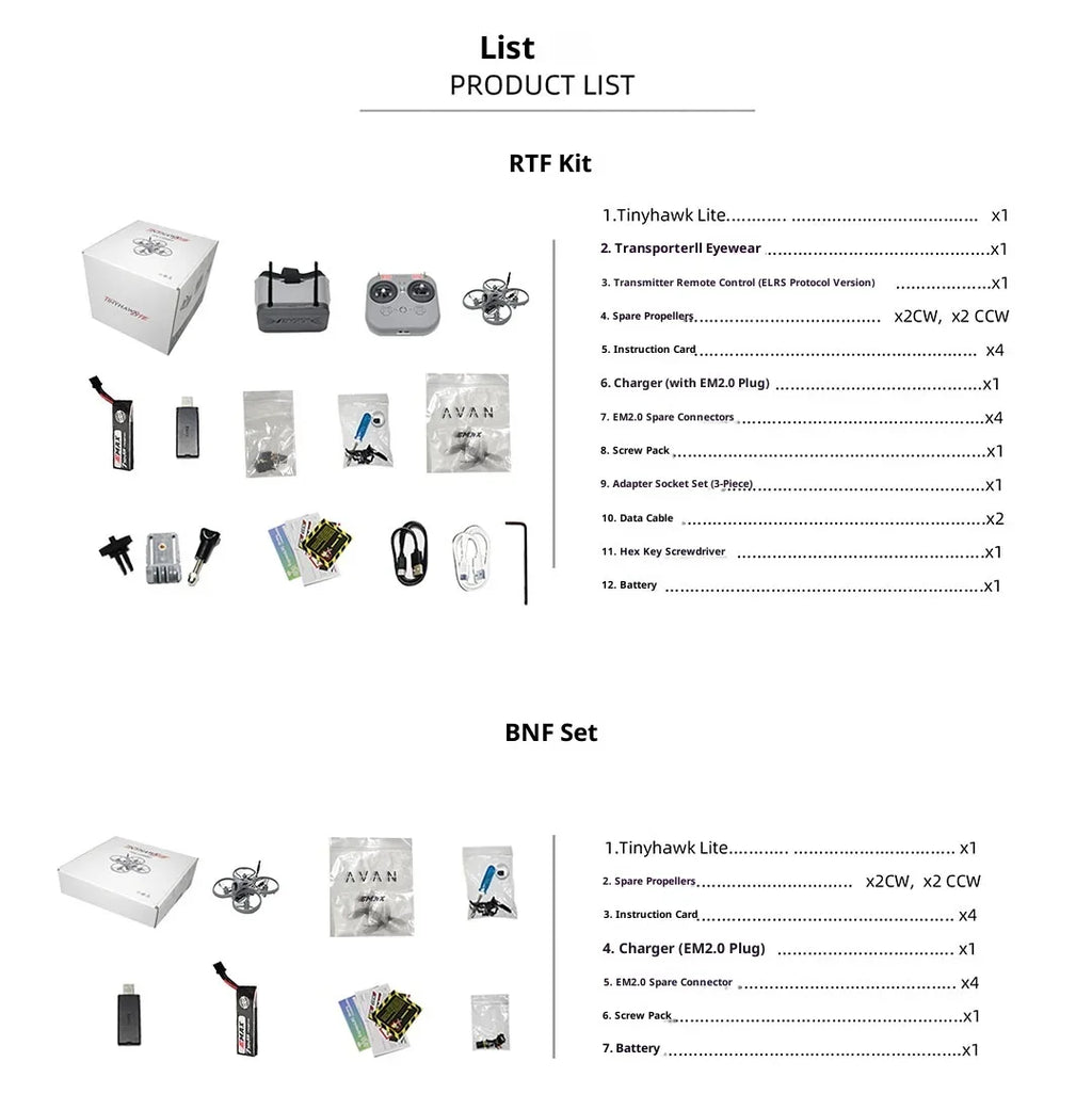 Emax USA Official Tinyhawk Lite BNF RTF FPV Racing Drone 75mm 0806 Motor Nano 3 Camera 25mW/100mW/400mW RC Quadcopter 2.4G ELRS