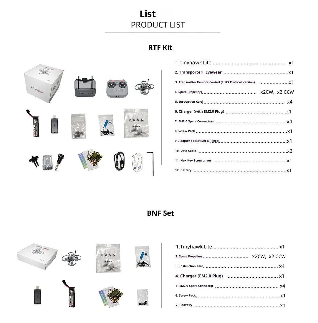Emax USA Official Tinyhawk Lite BNF RTF FPV Racing Drone 75mm 0806 Motor Nano 3 Camera 25mW/100mW/400mW RC Quadcopter 2.4G ELRS