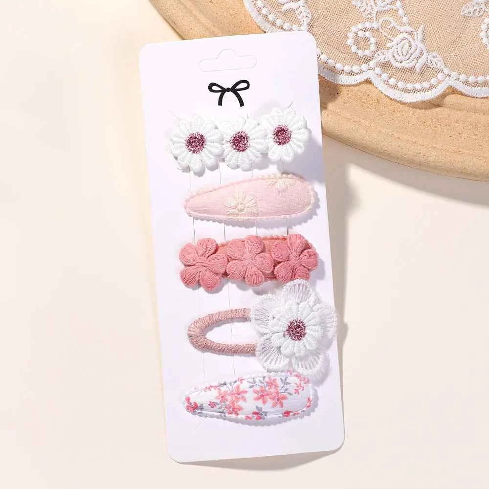 5Pcs/Set Kids Hair Accessories BB Clips Sweet Printe Hairbangs Hairclip Baby Girls Barrette Ins Style Daisy Hairpin Ornament
