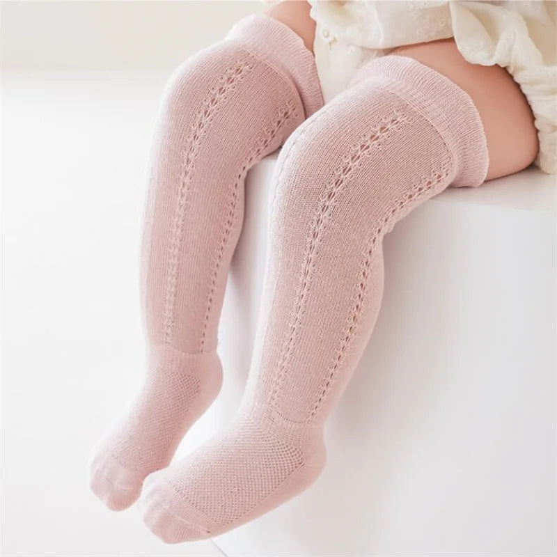 Baby Hollow Out Long Socks Breathable Mesh Cotton Boneless Knee High Sock Summer Thin Newborn Socks For Girls Boys 0-2Years Old