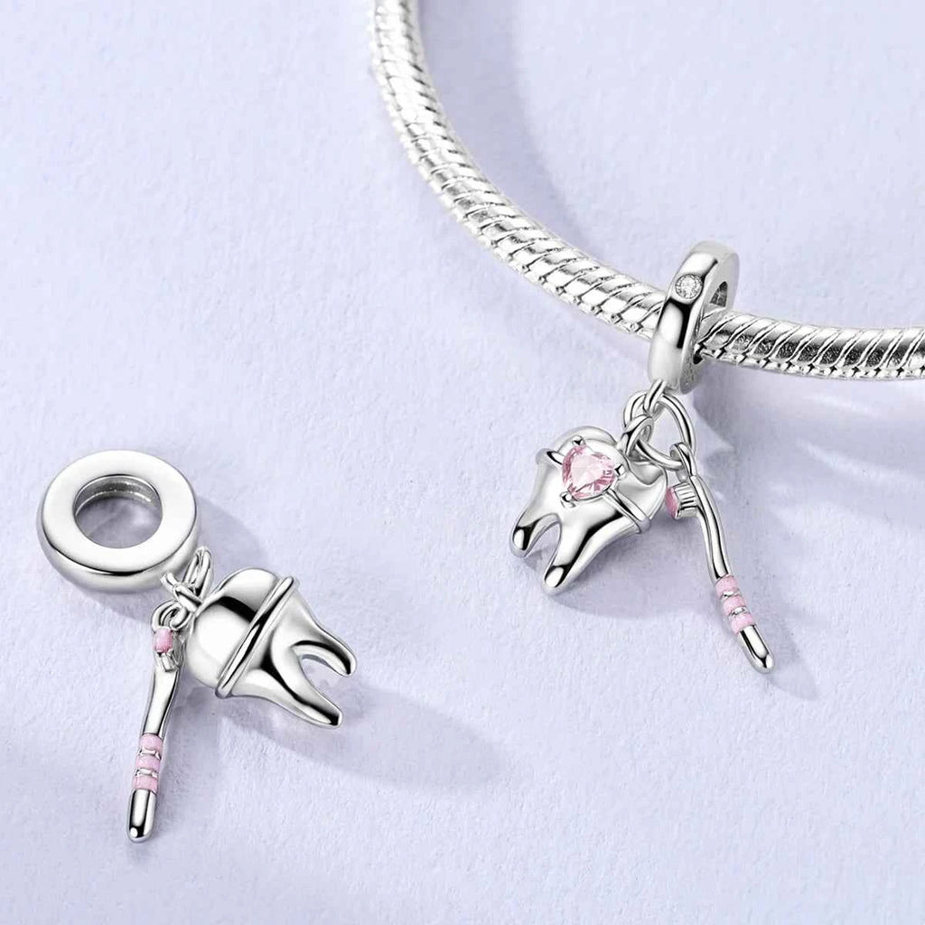 Original 925 Sterling Silver Charms Bead Toothbrush Pendant Tooth Bead Fit Original Bracelet For Women DIY Jewelry Gift