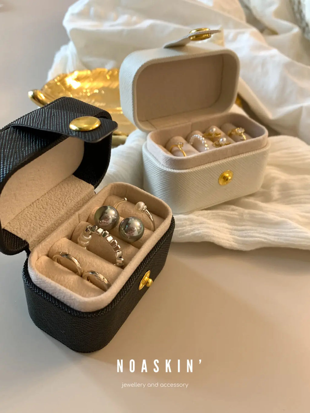 Mini Ring Box Portable Small Jewelry Organizer Display Travel Simple Mini Gift Case Boxes Leather Earring Necklace Holder