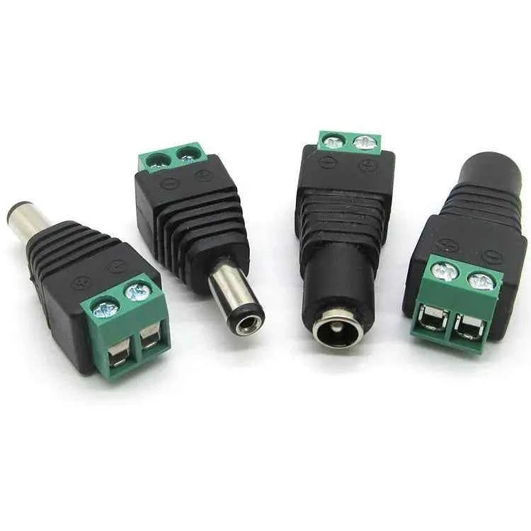 5Pcs 12V 24V 5.5mm x 2.5mm 5.5 x 2.1MM Female Male DC Power Plug Jack Adapter for CCTV Camera LED Light Strip Connector
