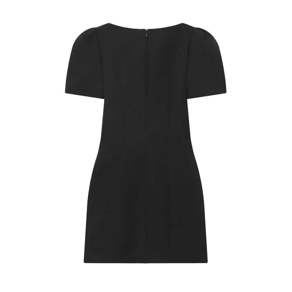 KONDALA Sexy Chic Black Party Dress Short Sleeve Pad Shoulder Mini Dress Fashion 2026 Spring Evening Club Elegant Women Dress
