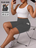 Plus Size Women Athletic Shorts with Pockets.5 Inch High Waisted Biker Super Soft Tummy Control No See Through