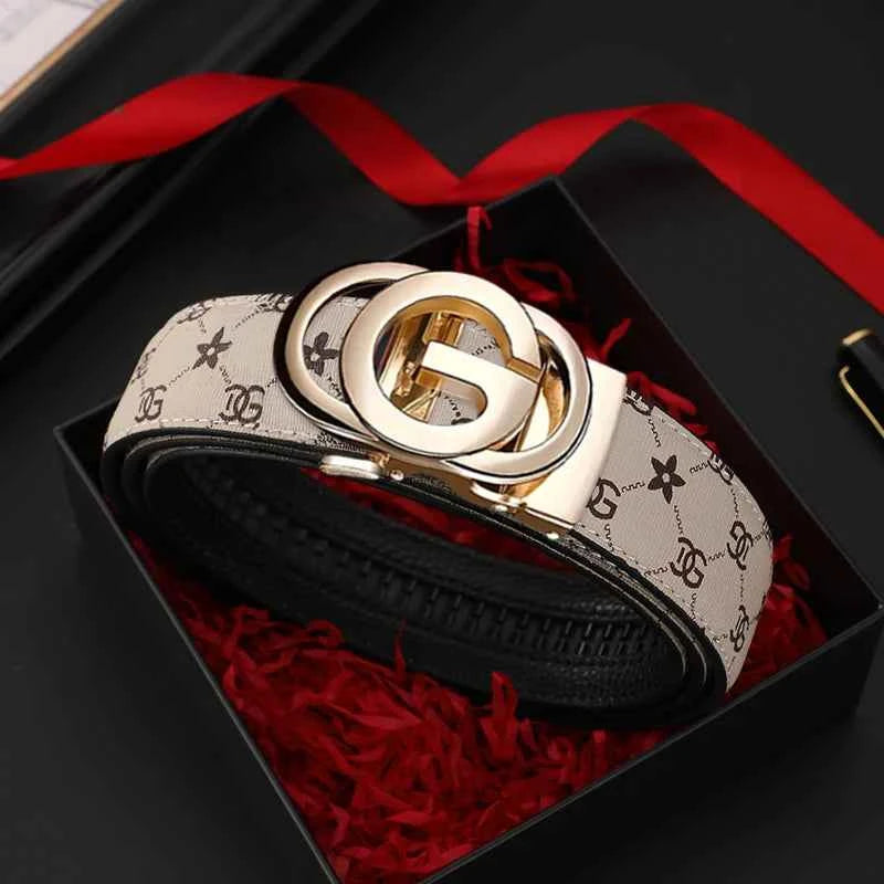 Men belt Genuine Leather Belt Metal Alloy Automatic Buckle Brand Luxury Design Waist Belts for Men Strap Male