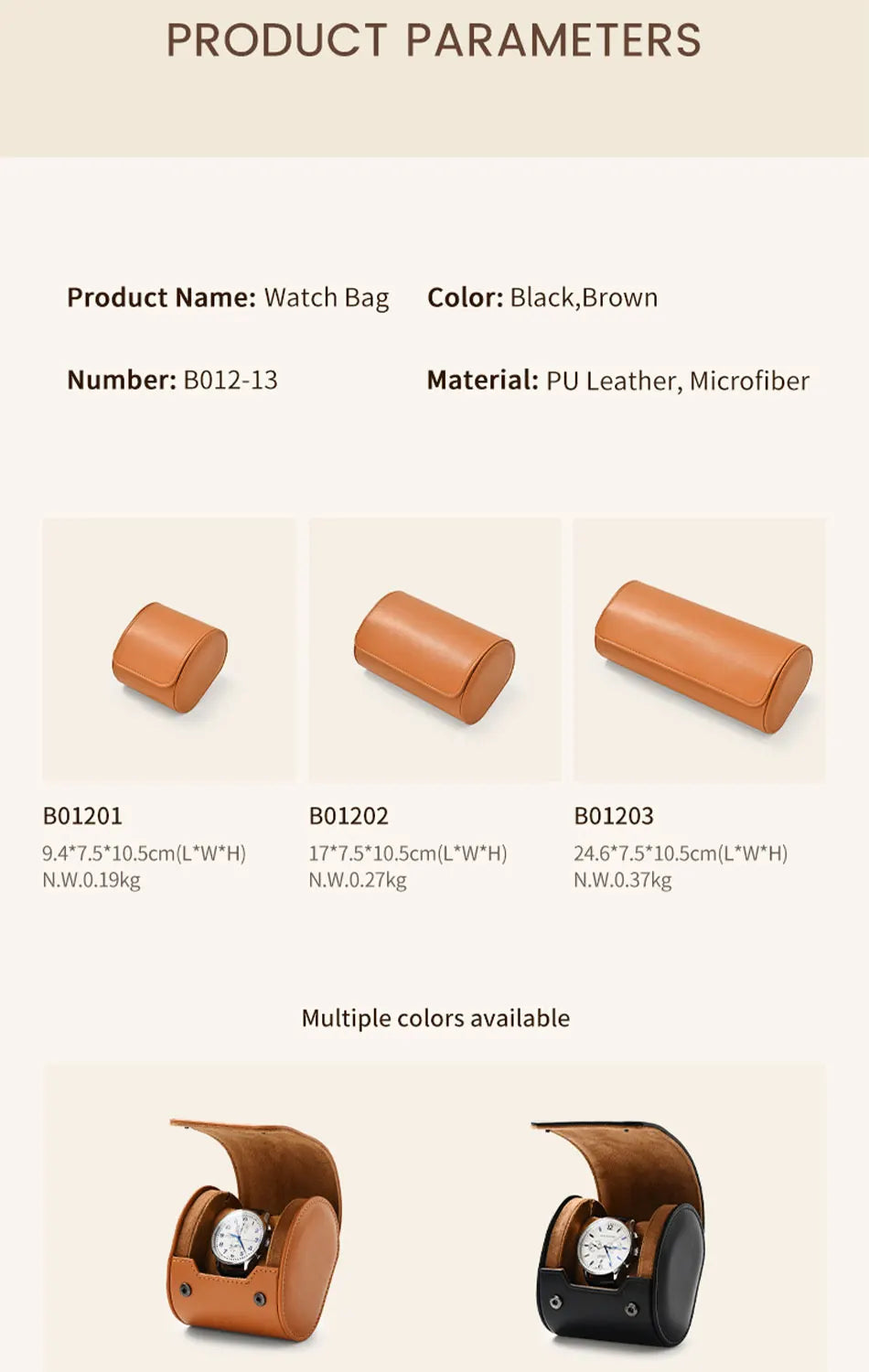 WoodTen Portable Jewelry Box Jewelry Organizer Roll 1 2 3 slot Watch Storage Box With Pillow Wristwatch Bag Gift Box Watch Case