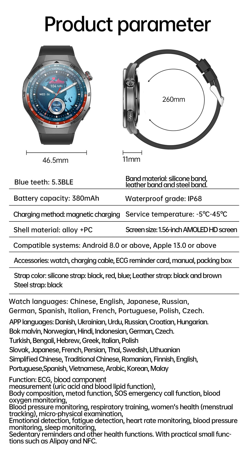 2025 New ECG+PPG Three High treatment Smart Watch Lipids Uric acid Blood pressure Smartwatch Men NFC Sport HD Call Health Clock