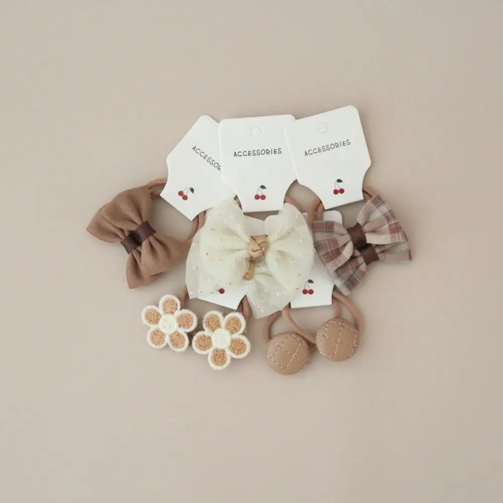 10Pcs Bow-Knot Hair Ties Bowknot Sweet Bows Flower Headdress Elastic Rubber Band Luxury Scrunchies Hair Rope Hair Accessories