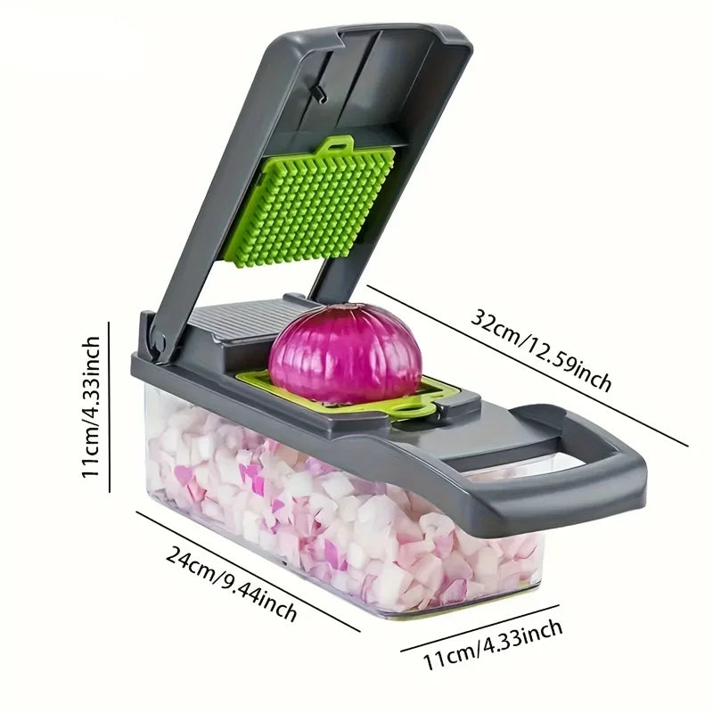 Hot 16Pcs Set Vegetable Chopper Onion Chopper With Handle Ideal For Food Grating Slicing Dicing And Shredding In Kitchen