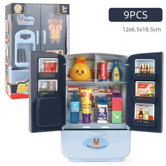 Kids Toy Fridge Mini Double Door Refrigerator Baby Toys Furniture Simulation Pretend Play Kitchen Toys Accessories Role Play