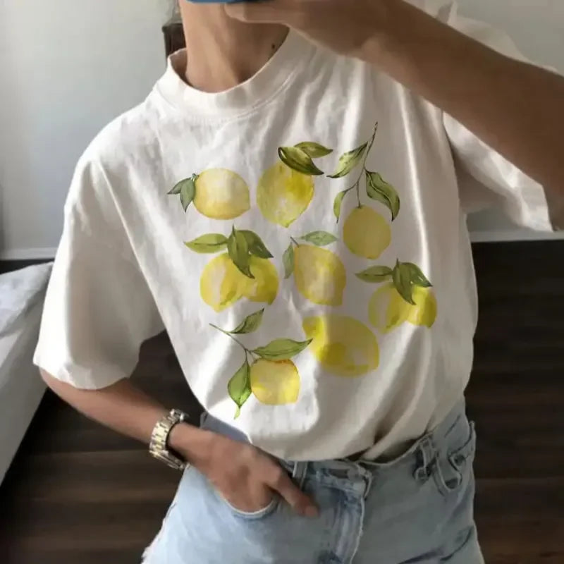 Graphic T-Shirt Vintage Sexy Top Tee Round Neck Short Sleeve Dark Gothic Print Streetwear Trendy Summer Women's Clothing Y2K