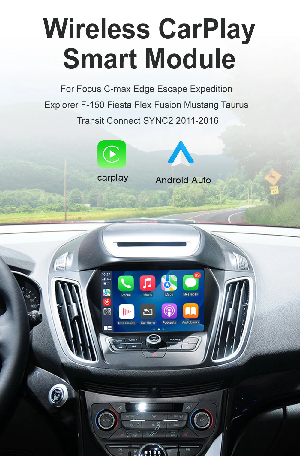 AUTOABC Wireless CarPlay For Ford Sync2 2011-2016 Explorer Focus Fiesta C-max Edge F150 Fusion Taurus With Android Auto AirPlay