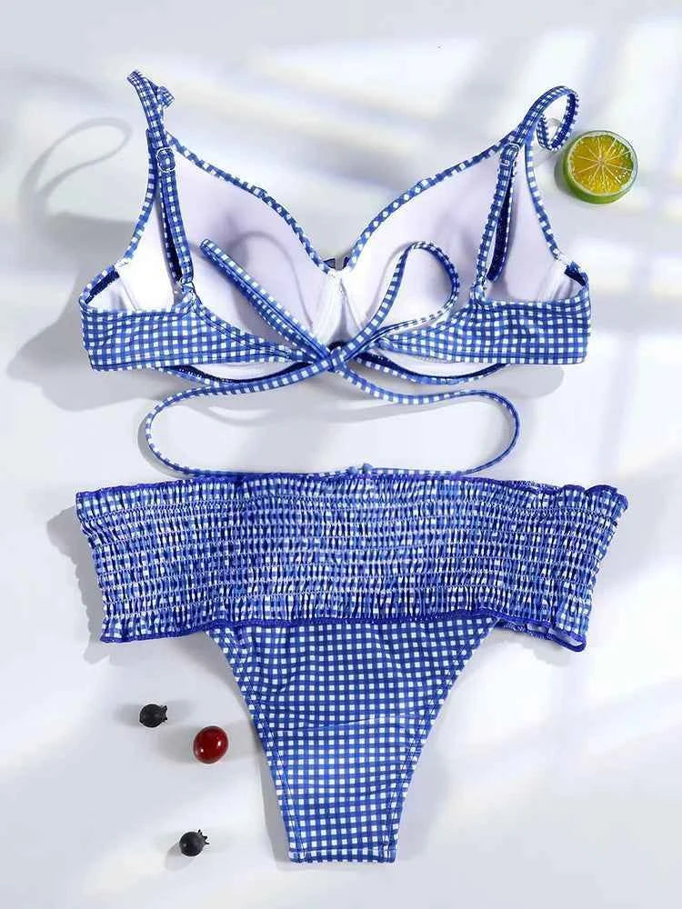 Triangle Bikinis Bow Swimsuit Women Sexy Swimwear Bandage Bikini Set Summer Biquini Female Beachwear Low Waist Thong Swimsuits