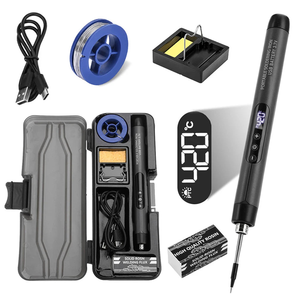 USB Soldering Iron Set Wireless Charging Electric Soldering Iron Type-C Interface Adjustable Temperature Welding Repair Tools