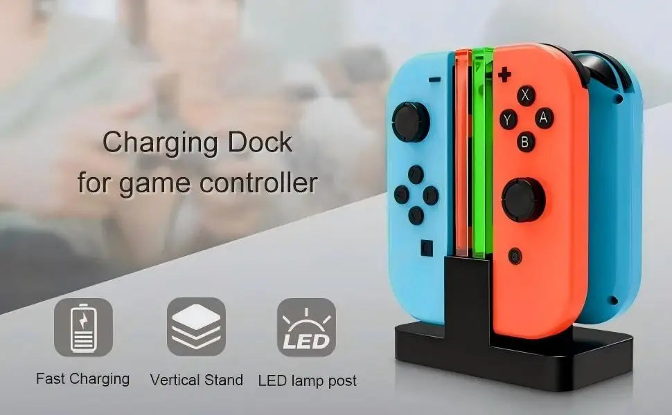 4 In 1 LED Charger Stand Dock Station Indicater for Nintendo Switch NS for Joy-Con Controller Stand Holder Charging Dock Station