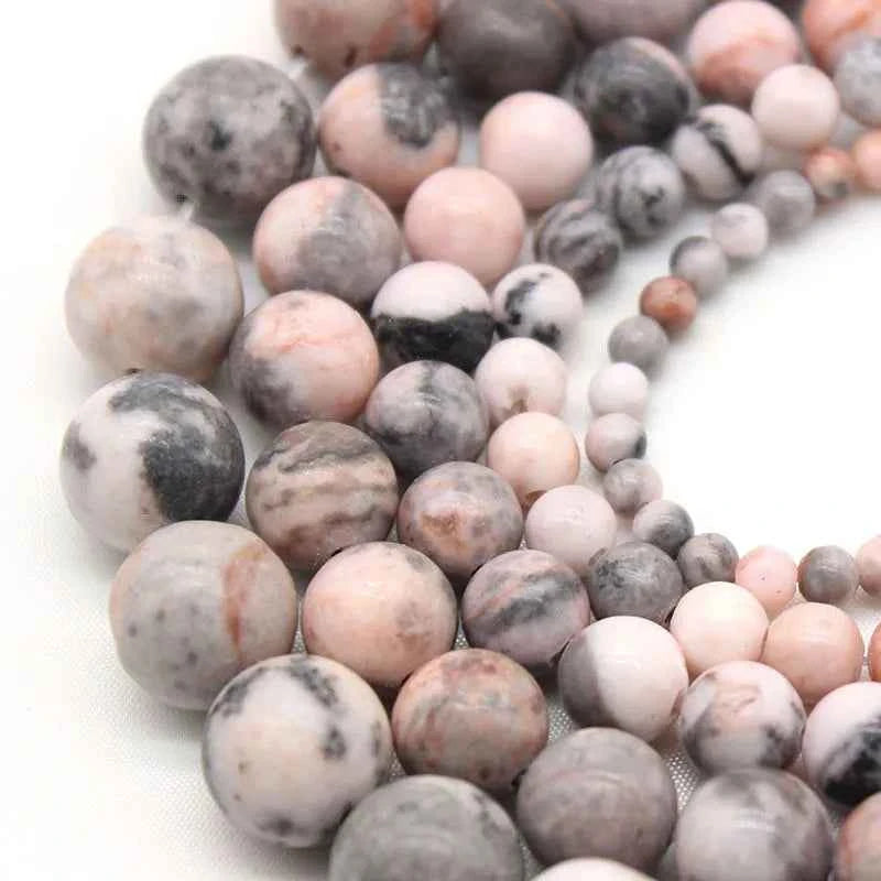 4/6/8/10/12mm natural stone beads Matte Pink Zebra Jaspers round loose bead spacer Beads for jewelry Making Bracelet Necklace 15