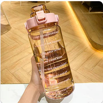 2-liter plastic water bottle, straw sports fitness cup, large portable travel water bottle