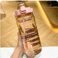 2-liter plastic water bottle, straw sports fitness cup, large portable travel water bottle