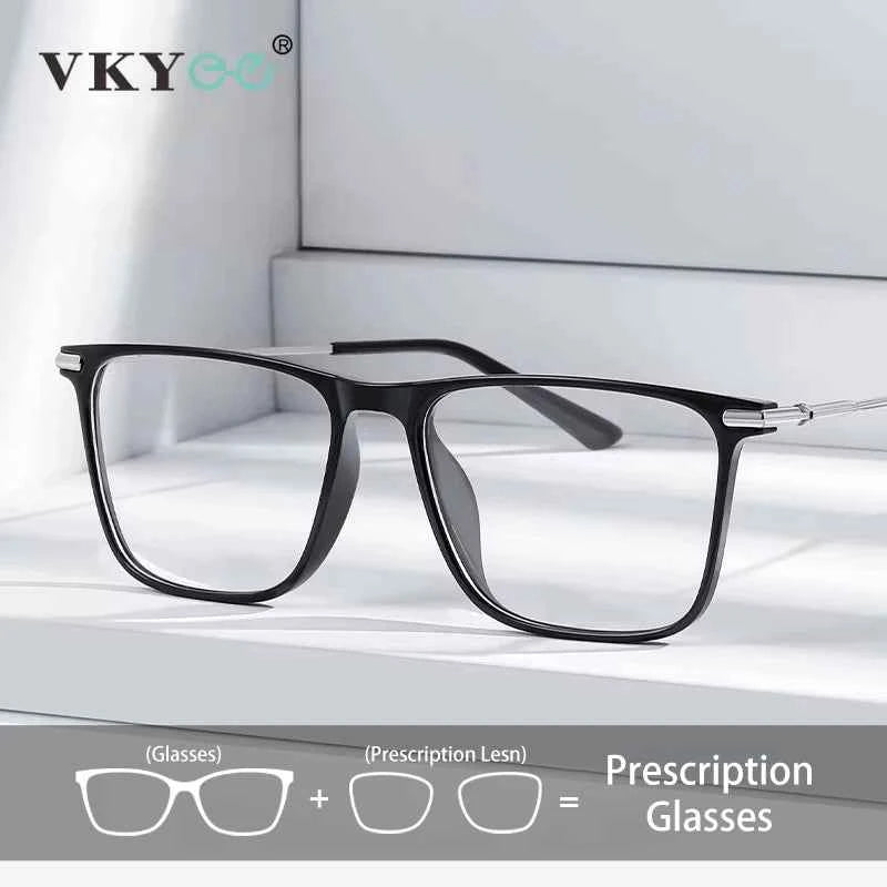 VICKY Classic Titanium Men's Square Frame Simple Design Blue Light Reading Glasses Customizable Prescription Photochromic 007