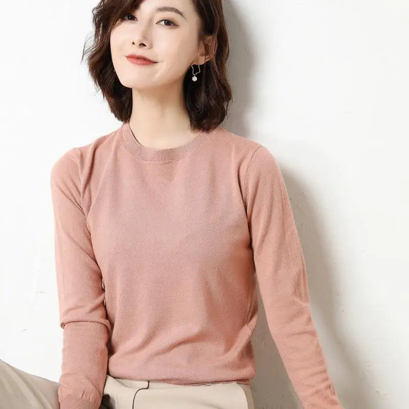 Women Sweaters 2026 O-neck Long Sleeve Autumn Winter Pullovers Fashion Korean Sweaters Bottoming Shirts Slim Knitwear Jumpers