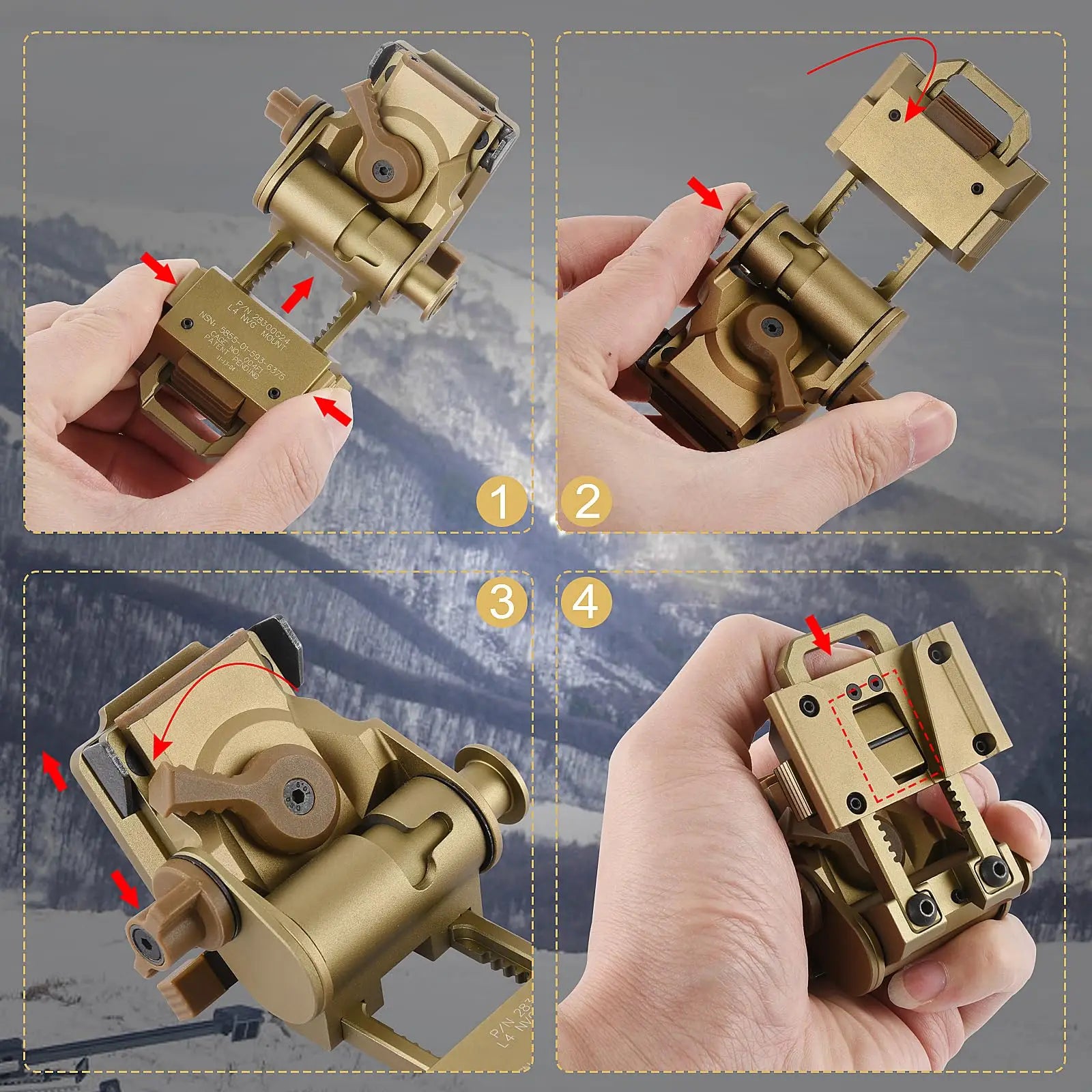 BOOIU New L4G24 NVG Tactical Helmet Mount Metal/Nylon Holder Bracket For PVS15/18  Goggles Night Vision Stent Helmet Accessories