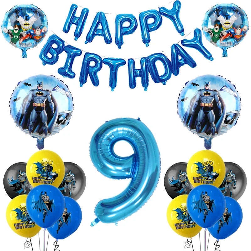 Party Tableware The Dark Hero Cartoon Boys Balloons Birthday Party Decoration Plate Cup Napkins Balloons Baby Shower Supplies