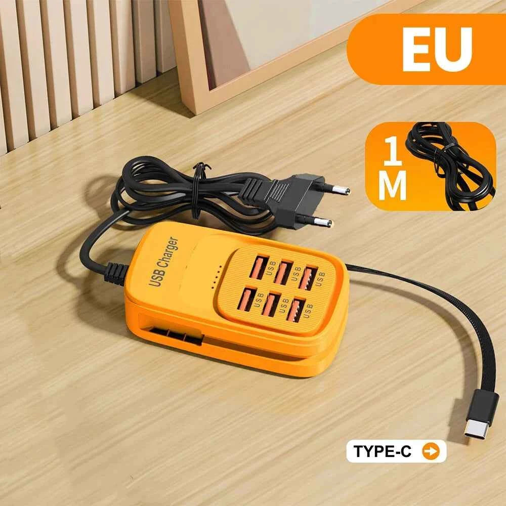 Fast USB Charger 6 in 1 Power Strip Desktop Charging Station Fast Charging Cord EU/UK/US Plug USB HUB Adapter Socket 3PD 3USB
