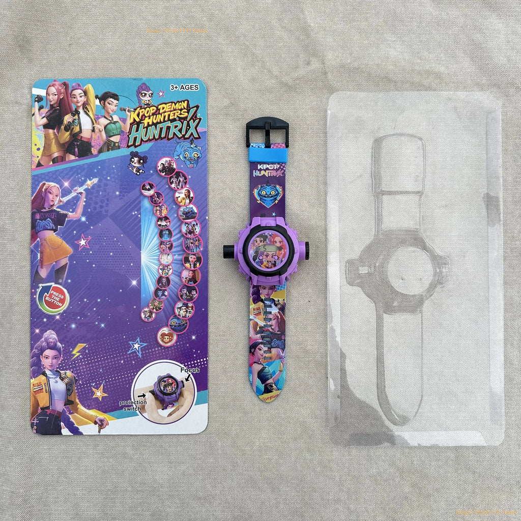 Kids Cartoon Projection Watch 24 Images Digital Electronic Wristwatch Multifunctional Toy Watch for Boys Girls Birthday Favors