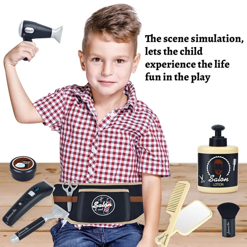 Kids Pretend Play Toys Simulation Hair Styling Salon Shaving Set Fashion Makeup Set Toy for Birthday Party Dress Up Game Gift