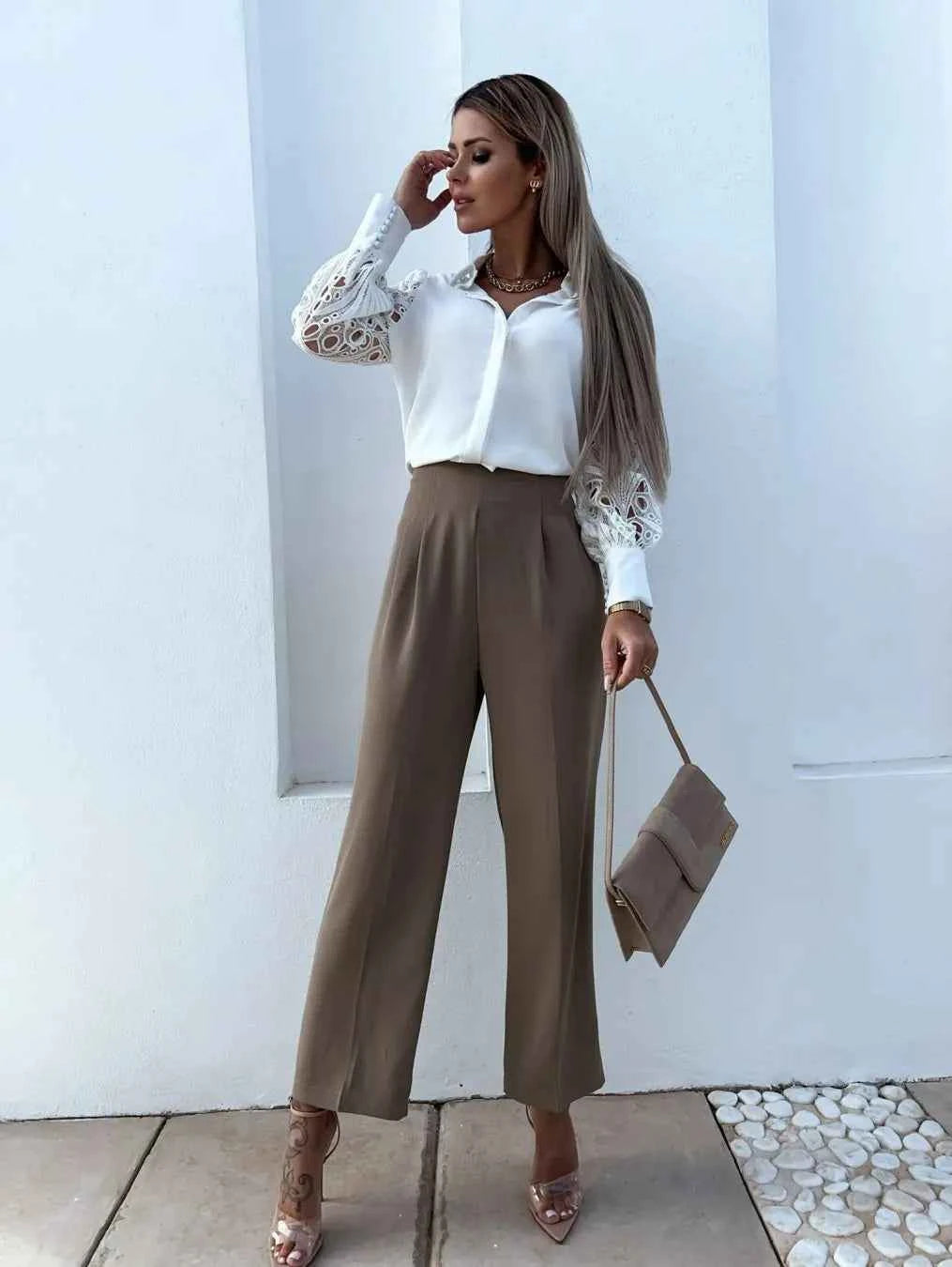 White Sexy Lace Hollow Out Women Blouse Autumn 2025 Spring Black Top Vintage Button Up Shirts Long Sleeve Mesh Design Tops 19948