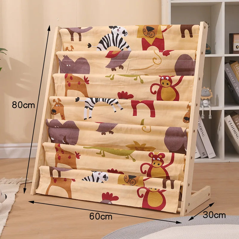 Home Multitier Solid Wood Reading Bookshelf Removable Floor Storage Bookshelf Children's Picture Book Organizer Storage Bookcase