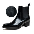 Autumn Winter New Mens 5 CM High Heels Warm Genuine Leather Ankle Boots Shoes Men Business Dress Work Boots Black Wedding Shoes