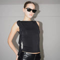 Gilet D'Été Pour Femmes Couleur Unie Gland Flottant Sans Manches Pull Slim Col Rond T-Shirt Décontracté Streetwear Y2K