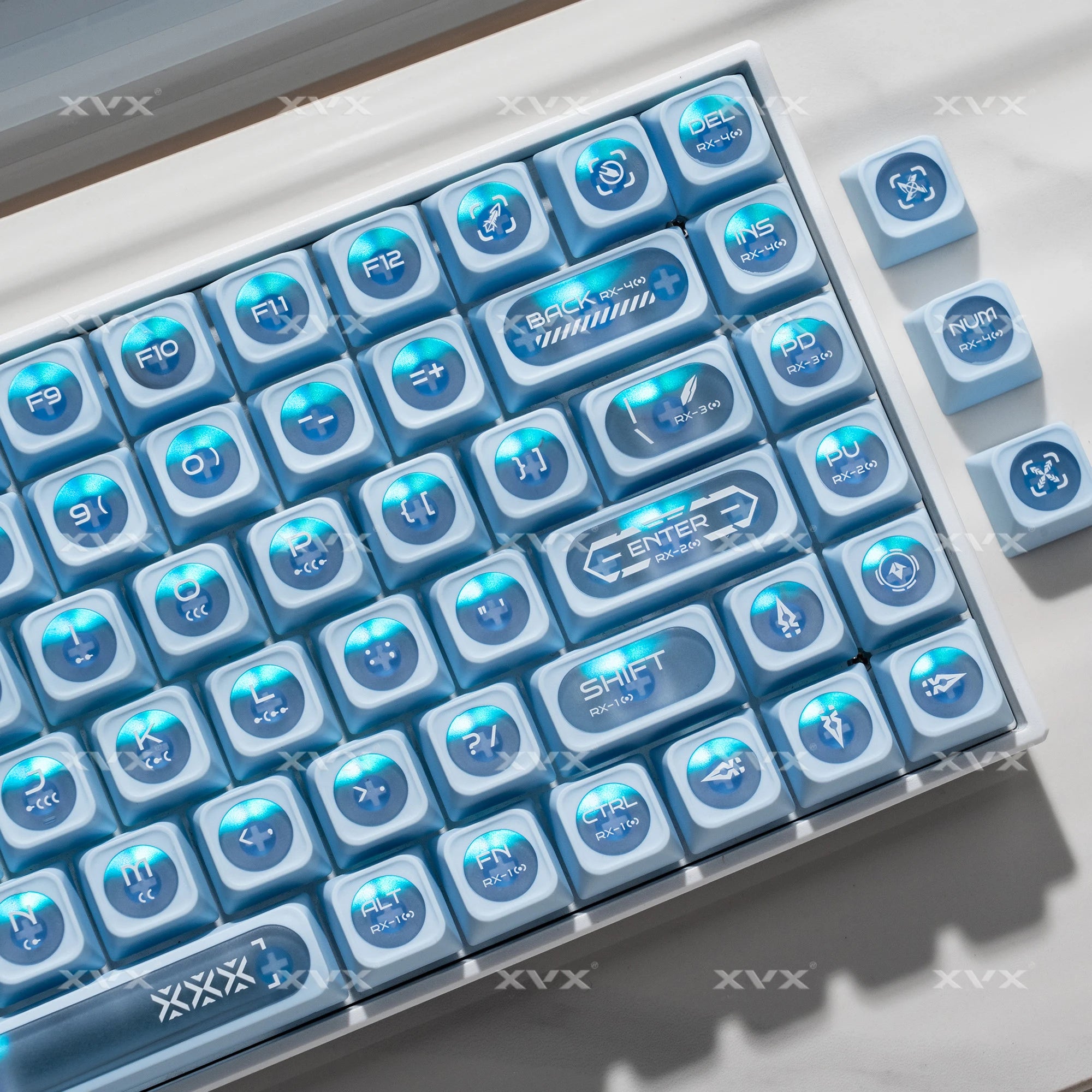 XVX White Shine Through Cats eye MAX Profile Dye-Sub PBT Keycap Set 136-Key