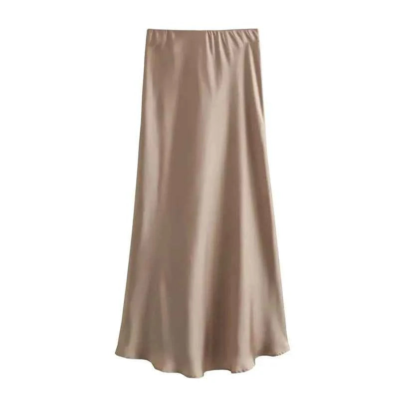 MUJER Woman 2026 Satin Skirt Women High Waist Long Skirts For Women Summer Black Midi Skirt Woman Office Elegant Women's Skirts