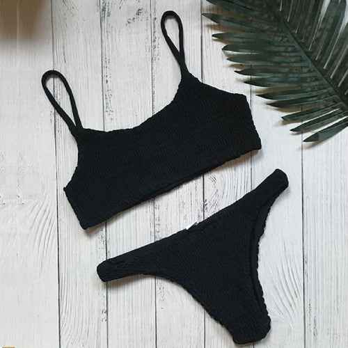 New Hot Sale Sexy Women Push-up Padded Bra Bikini Set Pleated Swimsuit Swimwear Swimming Beach Bathing Costume Bikini Set