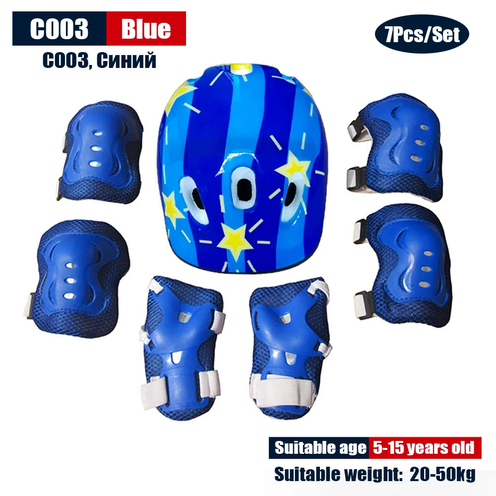 Kids Adjustable Helmet Protective Gear Set Sports Knee Elbow Wrist Pads for Children Boys Girls Bike Skateboard Scooter Roller